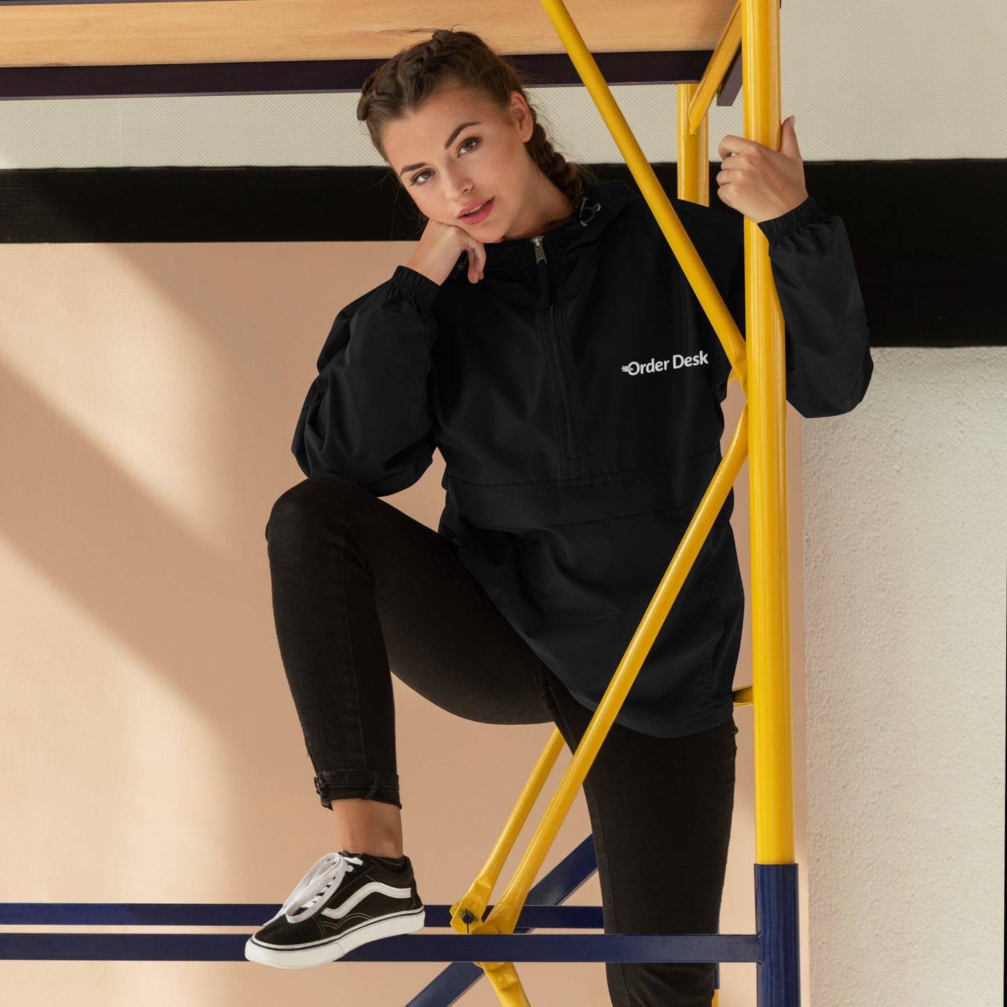 Order Desk Embroidered Champion Packable Jacket